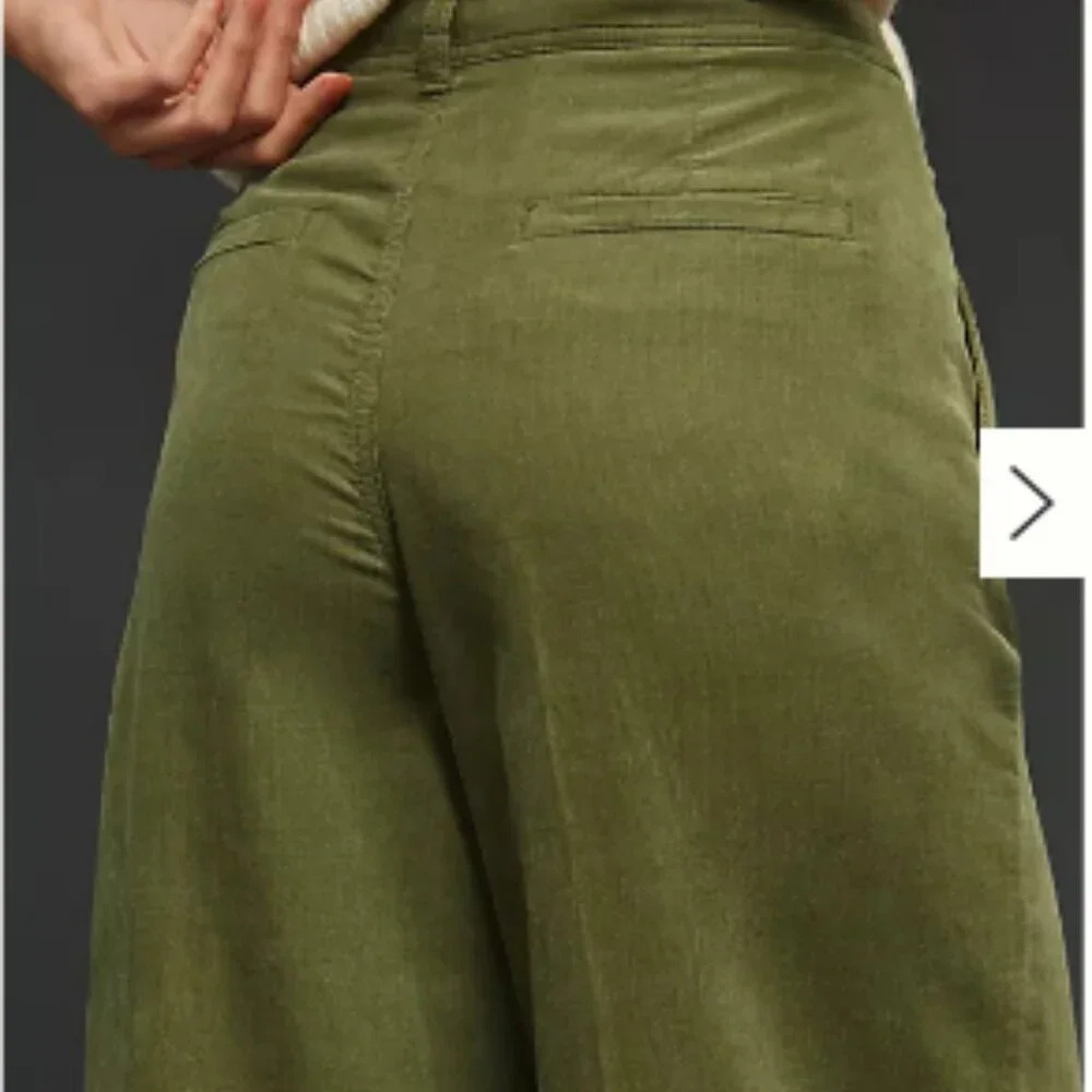 By Anthropologie Retro Vintage  Pleated Wide-Leg Corduroy Trousers Size 32 - Picture 4 of 8